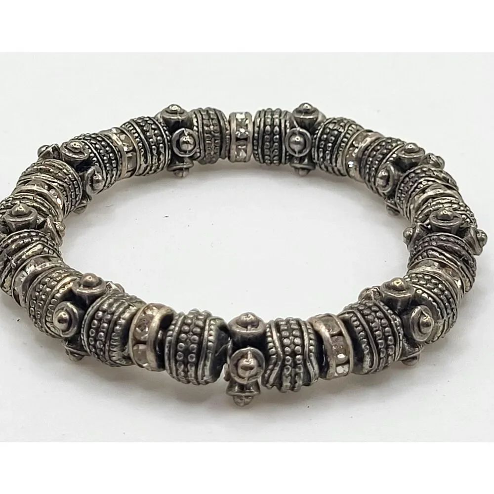 Chunky Oxidised Silver-Tone Chunky Barrel Link Bracelet 7in